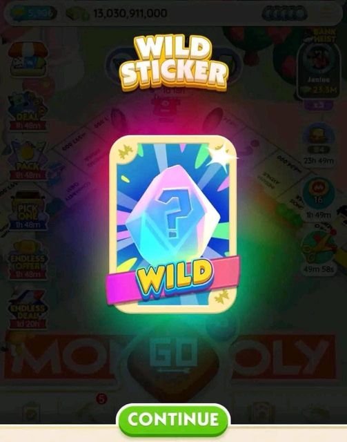 Monopoly Go Free Wild Sticker